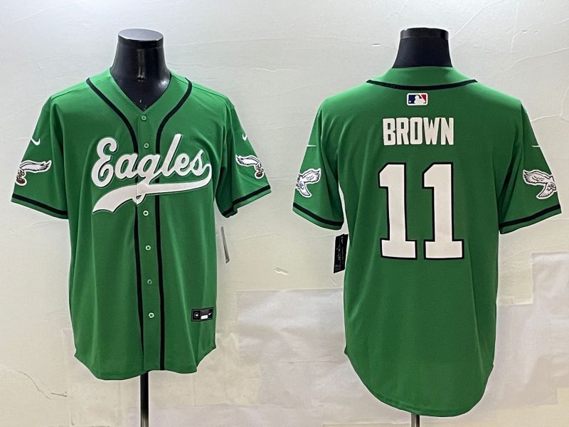 Men Philadelphia Eagles #11 Brown Green three generations Jointly Name 2025 Nike Limited NFL Jersey style 5->philadelphia eagles->NFL Jersey